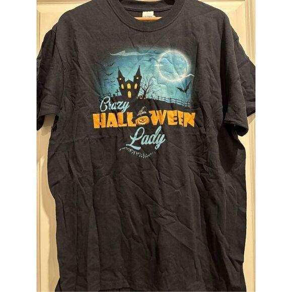 Crazy Halloween Lady T-shirt size Large - Picture 1 of 2
